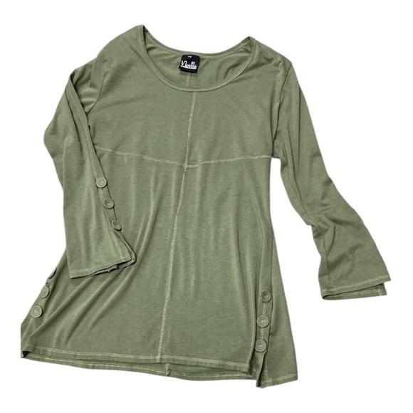 Noelle - EC - Sage Green Button-Accent Tunic - Picture 1 of 6